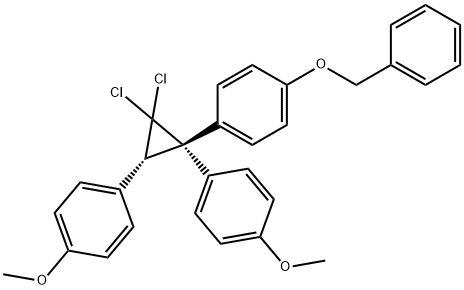 1,1-dichloro-2-(4-benzyloxyphenyl)-2,3-bis(4-methoxyphenyl)cyclopropane Struktur