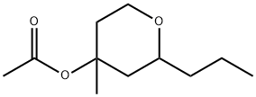 2H-Pyran-4-ol, tetrahydro-4-methyl-2-propyl-, acetate Struktur