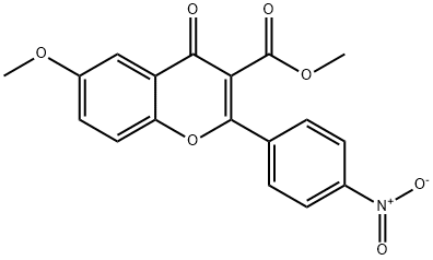 6-Methoxy-3-(methoxycarbonyl)-2-(4-nitrophenyl)-4H-benzopyran-4-one Struktur