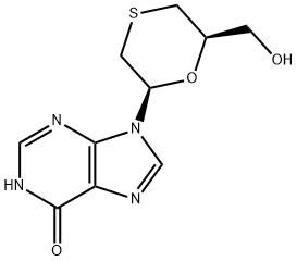 9-[(2R,6R)-6-(hydroxymethyl)-1,4-oxathian-2-yl]-3H-purin-6-one Struktur