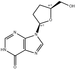 6H-Purin-6-one, 1,9-dihydro-9-[tetrahydro-5-(hydroxymethyl)-2-furanyl]-, (cis)-(+-)- Struktur