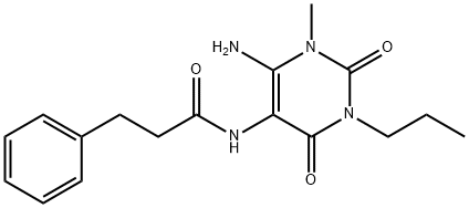 Benzenepropanamide,  N-(6-amino-1,2,3,4-tetrahydro-1-methyl-2,4-dioxo-3-propyl-5-pyrimidinyl)- Struktur