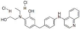 2-[2-hydroxyethyl-[4-[[4-(quinolin-4-ylamino)phenyl]methyl]phenyl]amin o]ethanol dihydrochloride Struktur