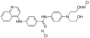 N-[4-(bis(2-hydroxyethyl)amino)phenyl]-4-(quinolin-4-ylamino)benzamide dihydrochloride Struktur