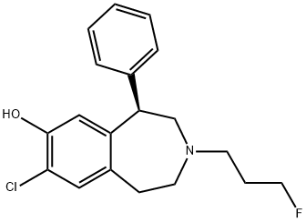 7-chloro-8-hydroxy-3-(3'-fluoropropyl)-1-phenyl-2,3,4,5-tetrahydro-3-benzazepine Struktur