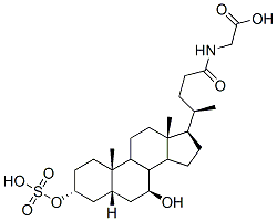 N-[(3a,5b,7b)-7-hydroxy-24-oxo-3-(sulfooxy)cholan-24-yl]-glycine Struktur