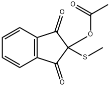 2-(Acetyloxy)-2-(methylthio)-1H-indene-1,3(2H)-dione Struktur