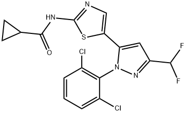 N-(5-(1-(2,6-dichlorophenyl)-3-(difluoroMethyl)-1H-pyrazol-5-yl)thiazol-2-yl)cyclopropanecarboxaMide Struktur