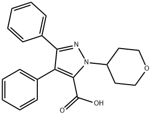 1-(tetrahydro-2H-pyran-4-yl)-3,4-diphenyl-1H-pyrazol-5-carboxylic acid Struktur