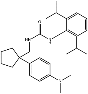 N-(2,6-bis(isopropyl)phenyl)-N'-((1-(4-(dimethylaminomethyl)phenyl)cyclopentyl)methyl)urea Struktur