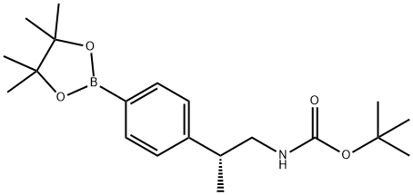 (R)-tert-butyl 2-(4-(4,4,5,5-tetramethyl-1,3,2-dioxaborolan-2-yl)phenyl)propylcarbamate Struktur