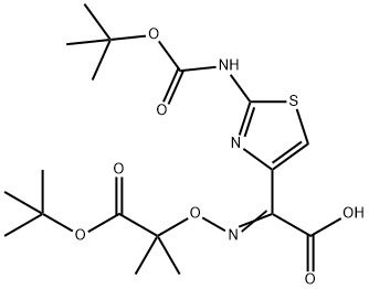 2-(((1-(tert-Butoxy)-2-methyl-1-oxopropan-2-yl)oxy)imino)-2-(2-((tert-butoxycarbonyl)amino)thiazo Struktur