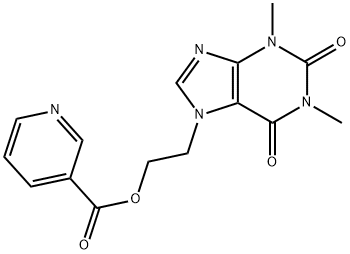 2-(1,2,3,6-tetrahydro-1,3-dimethyl-2,6-dioxo-7H-purin-7-yl)ethyl nicotinate  Struktur