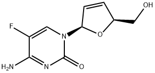 5-FLUORO-1-(2',3'-DIDEOXY-2',3'-DIDEHYDRO-B-D-ARABINOFURANOSYL)-CYTOSINE 結構式