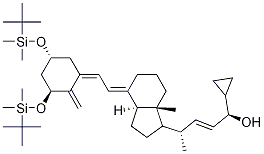 (1S,4S,E)-4-((1R,3aS,7aR,E)-4-((E)-2-((3S,5R)-3,5-bis(tert-butyldiMethylsilyloxy)-2-Methylenecyclohexylidene)ethylidene)-7a-Methyloctahydro-1H-inden-1-yl)-1-cyclopropylpent-2-en-1-ol Struktur