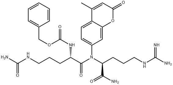 benzyloxycarbonylcitrullyl-arginine 4-methylcoumarin-7-ylamide Struktur