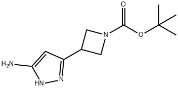 tert-butyl 3-(3-amino-1H-pyrazol-5-yl)azetidine-1-carboxylate Struktur