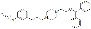 1-(2-(bis(phenyl)methoxy)ethyl)-4-(3-(3'-azidophenyl)propyl)piperazine Struktur