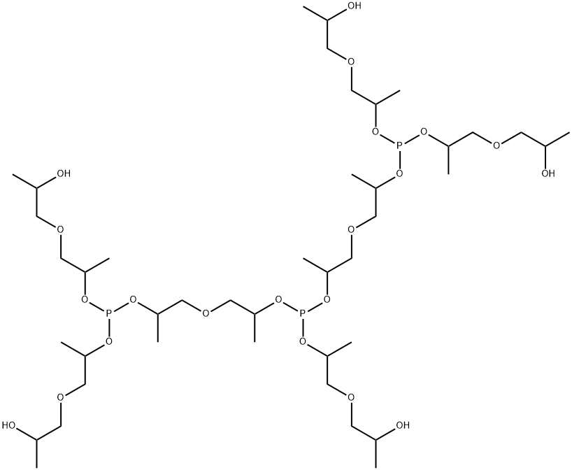 bis[13-hydroxy-7-[2-(2-hydroxypropoxy)-1-methylethoxy]-1,5,9-trimethyl-3,6,8,11-tetraoxa-7-phosphatetradec-1-yl][2-(2-hydroxypropoxy)-1-methylethyl]phosphine Struktur