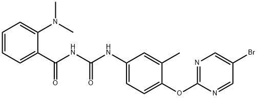 N-[[4-(5-bromopyrimidin-2-yl)oxy-3-methyl-phenyl]carbamoyl]-2-dimethyl amino-benzamide Struktur