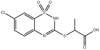 2-[(7-Chloro-2H-1,2,4-benzothiadiazine 1,1-dioxide)-3-ylthio]propanoic acid Struktur