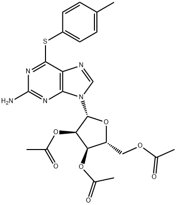 2-Amino-6-chloro-[(4-methylphenyl)thio]-9-(2’,3’,5’-tri-O-acetyl--D-ribofuranosyl)purine Struktur