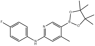 N-(4-fluorophenyl)-4-Methyl-5-(4,4,5,5-tetraMethyl-1,3,2-dioxaborolan-2-yl)pyridin-2-aMine Struktur