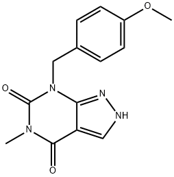 7-[(4-Methoxyphenyl)Methyl]-5-Methyl-2H-pyrazolo[3,4-d]pyriMidine-4,6(5H,7H)-dione Struktur