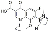 3-Quinolinecarboxylic acid, 1-cyclopropyl-6-fluoro-1,4-dihydro-8-Methoxy-7-(5-Methyl-2,5-diazabicyclo[2.2.1]hept-2-yl)-4-oxo-, (1S)- (9CI) Struktur