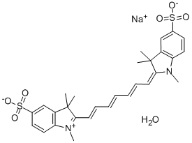 3H-INDOLIUM, 2-[7-(1,3-DIHYDRO-1,3,3-TRIMETHYL-5-SULFO-2H-INDOL-2-YLIDENE)-1,3,5-HEPTATRIENYL]-1,3,3-TRIMETHYL-5-SULFO-, INNER SALT, SODIUM SALT, MONOHYDRATE Struktur