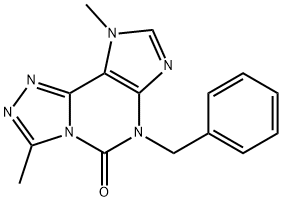 5H-1,2,4-Triazolo(3,4-i)purin-5-one, 6,9-dihydro-3,9-dimethyl-6-(pheny lmethyl)- Struktur