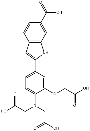 2-(4-(biscarboxymethyl)amino-3-(carboxymethoxy)phenyl)-1H-indole-6-carboxylic acid Struktur