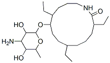 10-(4-Amino-3,5-dihydroxy-6-methyl-oxan-2-yl)oxy-3,7,11-triethyl-1-azacyclotetradecan- 2-one Struktur