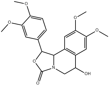 3H-Oxazolo[4,3-a]isoquinolin-3-one,  1-(3,4-dimethoxyphenyl)-1,5,6,10b-tetrahydro-6-hydroxy-8,9-dimethoxy- Struktur