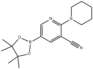 2-(Piperidin-1-yl)-5-(4,4,5,5-tetramethyl-1,3,2-dioxaborolan-2-yl)nicotinonitrile Struktur