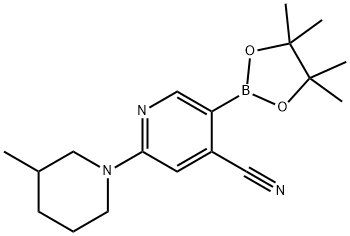 2-(3-Methylpiperidin-1-yl)-5-(4,4,5,5-tetraMethyl-1,3,2-dioxaborolan-2-yl)isonicotinonitrile Struktur