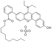 10-DIETHYLAMINO-7-(2-DECYLOXYCARBONYL-PHENYL)-3-HYDROXY-BENZO[C]XANTHYLIUM PERCHLORATE Struktur