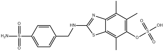 Benzenesulfonamide,  4-[[[4,5,7-trimethyl-6-(sulfooxy)-2-benzothiazolyl]amino]methyl]- Struktur