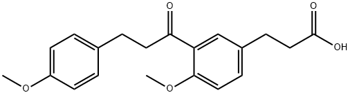 3-[4-methoxy-3-[3-(4-methoxyphenyl)propanoyl]phenyl]propanoic acid Struktur