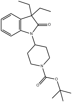 1-Piperidinecarboxylic acid, 4-(3,3-diethyl-2,3-dihydro-2-oxo-1H-indol-1-yl)-, 1,1-diMethylethyl ester Struktur