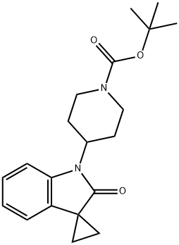 1-Piperidinecarboxylic acid, 4-(2'-oxospiro[cyclopropane-1,3'-[3H]indol]-1'(2'H)-yl)-, 1,1-diMethylethyl ester Struktur