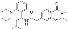 Benzoic acid, 2-ethoxy-4-[2-[[3-Methyl-1-[2-(1-piperidinyl)phenyl]butyl]aMino]-2-oxoethyl]- Struktur