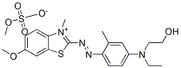 Methylsulfate salt of 2-[ethyl-4-(6-methoxy-3-methylbenzothiazolium-2-ylazo)-3-methyl- phenyl]amino]ethanol Struktur