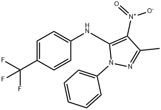 3-Methyl-4-nitro-1-phenyl-N-[4-(trifluoromethyl)phenyl]-1H-pyrazole-5-amine Struktur