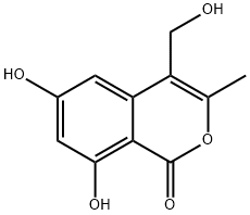 6,8-Dihydroxy-4-(hydroxymethyl)-3-methyl-1H-2-benzopyran-1-one Struktur