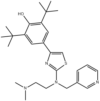 4-(2-((2-(Dimethylamino)ethyl)-(3-pyridinylmethyl)amino)-4-thiazolyl)- 2,6-bis(1,1-dimethylethyl)phenol Struktur