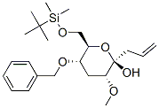 2H-Pyran-2-ol, 6-(1,1-dimethylethyl)dimethylsilyloxymethyltetrahydro-3-methoxy-5-(phenylmethoxy)-2-(2-propenyl)-, 2R-(2.alpha.,3.beta.,5.beta.,6.alpha.)- Struktur