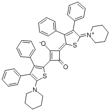 1-(3,4-Diphenyl-5-piperidino-thien-2-yl)-3-(2,5-dihydro-3,4-diphenyl-5-piperidin-1-ylidene-onium-thien-2-ylidene)-2-oxo-cyclobuten-4-olate Struktur