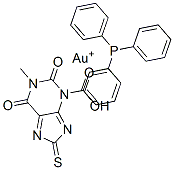 8-thiotheophyllinate-triphenylphosphine gold(I) Struktur