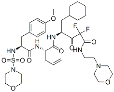 (2S)-N-[(1S)-1-(Cyclohexylmethyl)-3,3-difluoro-4-[(2-morpholinoethyl)amino]-2,4-dioxobutyl]-2-[[O-methyl-N-(morpholinosulfonyl)-L-tyrosyl]amino]-4-pentenamide Struktur